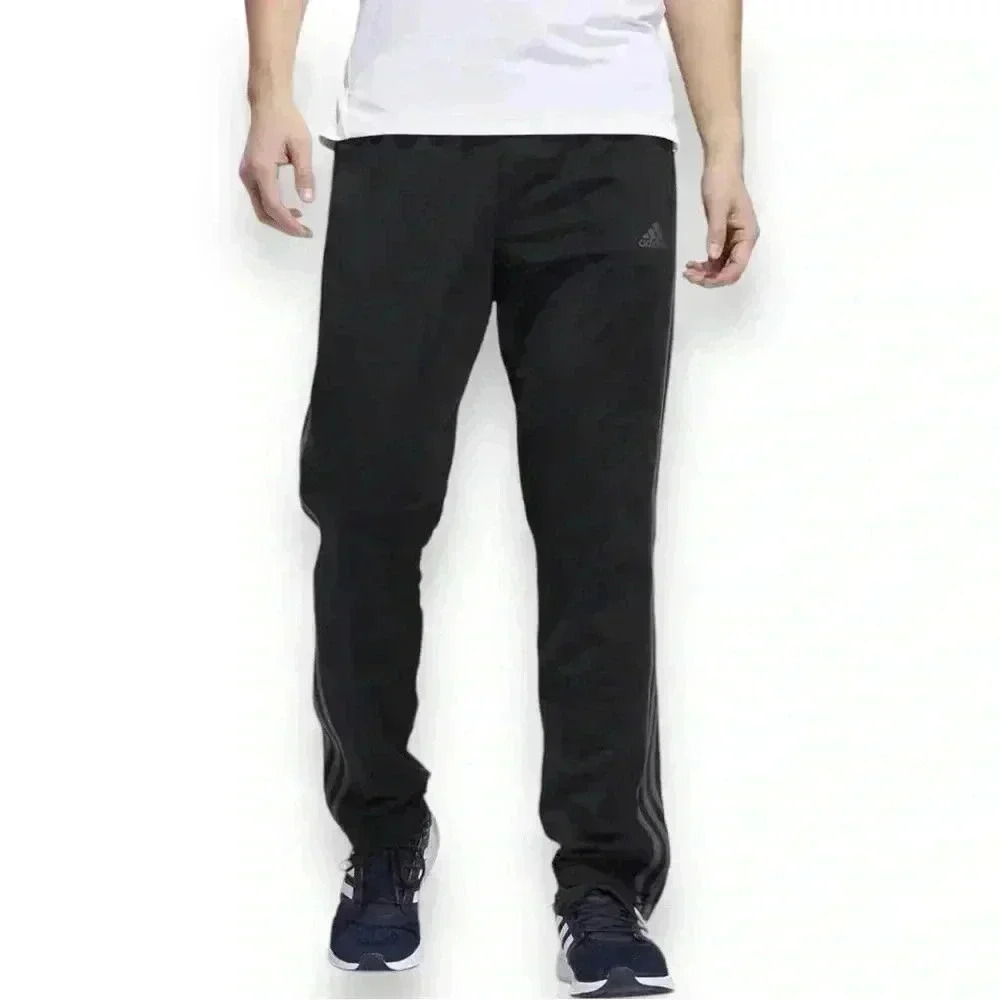 Adidas Mens Midweight Essential Tricot Zip Track Pants in Carbon/black 3 Stripe - Picture 3 of 16